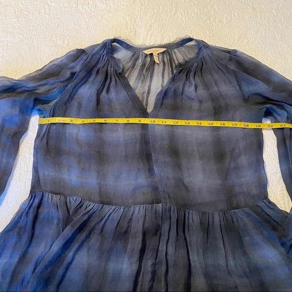 Rebecca Taylor 100% Silk Sheer Fray Collar Blouse - 4 - Picture 8 of 13